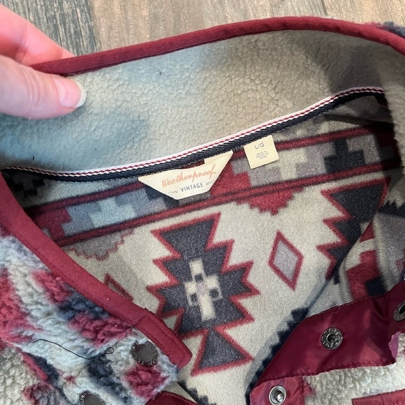 Weatherproof Vintage Women’s Aztec Print Pullover Gray Fleece Large - Picture 3 of 7